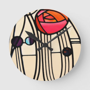 Relógio Redondo Charles Rennie Mackintosh StainGlass