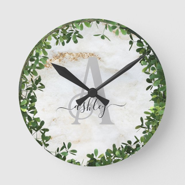 Relógio Redondo Chaveiro personalizado único com tema botânico (Frente)