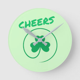 Relógio Redondo Cheers Irish Clover Shamrock Retro