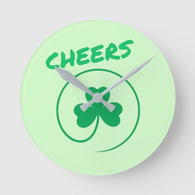 Relógio Redondo Cheers Irish Clover Shamrock Retro (Frente)