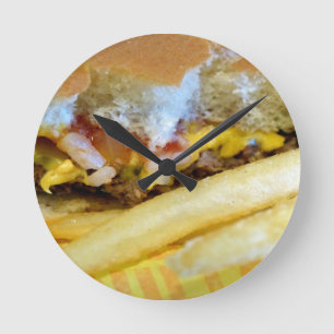 Relógio Redondo Cheeseburger e Fries