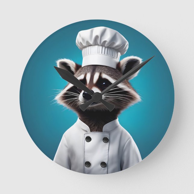 Relógio Redondo Chef Raccoon (Frente)