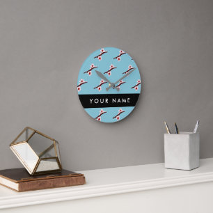 Relógio Redondo Cherry Blossom, Pink Sakura, Seu Nome