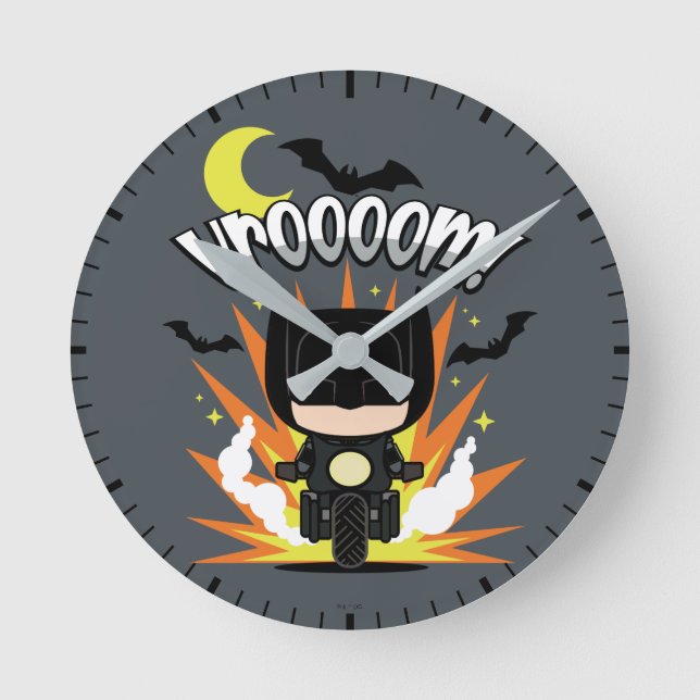 Relógio Redondo Chibi Batman Batcycle (Frente)
