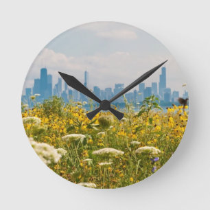 Relógio Redondo Chicago como visto do pássaro do porto de Montros