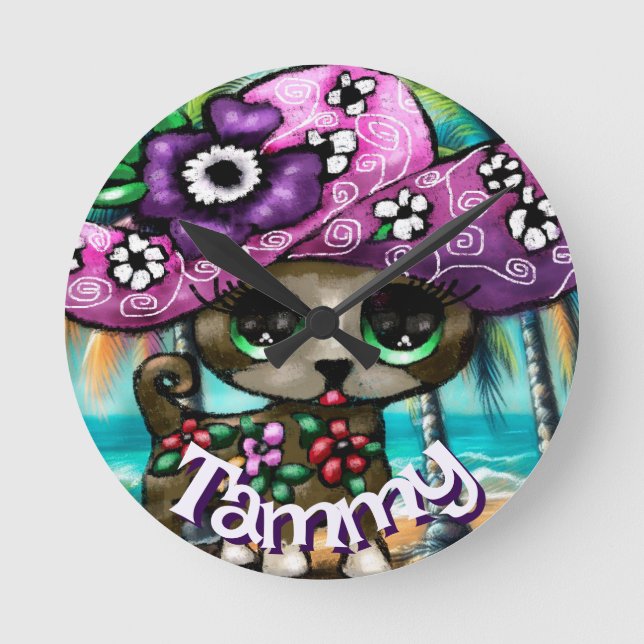 Relógio Redondo Chihuahua Cachorros Palmeiras personalizadas (Frente)