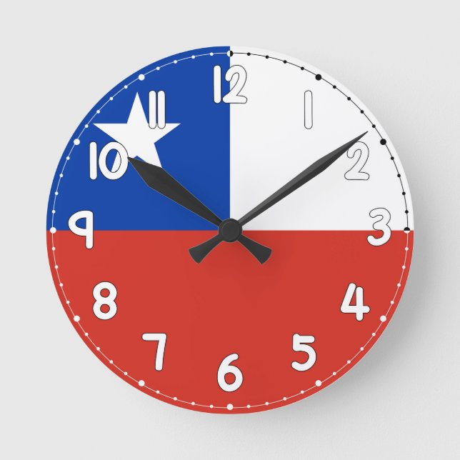 Relógio Redondo Chile Flag Wall Clock - Flag of chile (Frente)