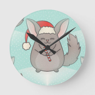 Relógio Redondo chinchillas de natal
