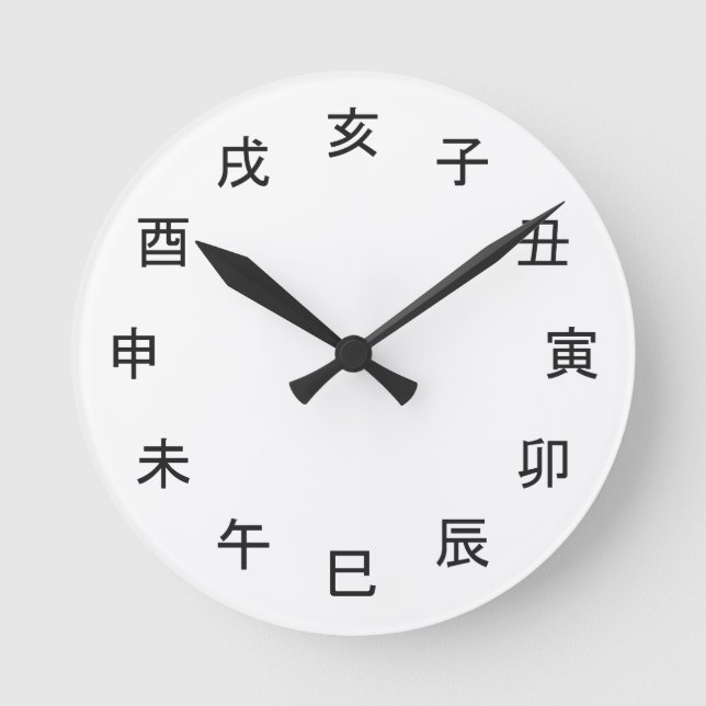 Relógio Redondo Chinese Zodiac Kanji Clock -  (Frente)