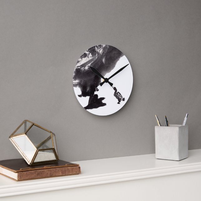 Relógio Redondo Chinesische Tuschekunst mit Entenmotiv (Escritório)