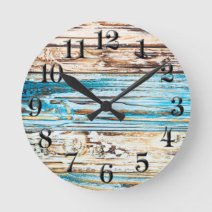 Relógio Redondo Chique Beach Weathered Conselhos Ocean Clock