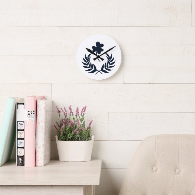 Relógio Redondo Chique Floral Branco Elegante (Sala de leitura)