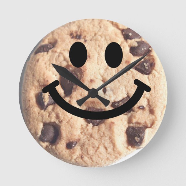 Relógio Redondo Chocolate chip Cookie Face Clock (Frente)