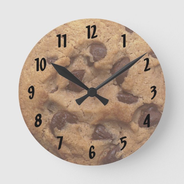 Relógio Redondo Chocolate Chip Cookie Numerado Wall Clock (Frente)