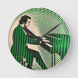 Relógio Redondo Chopin tocando Piano no estilo de ilusão óptica