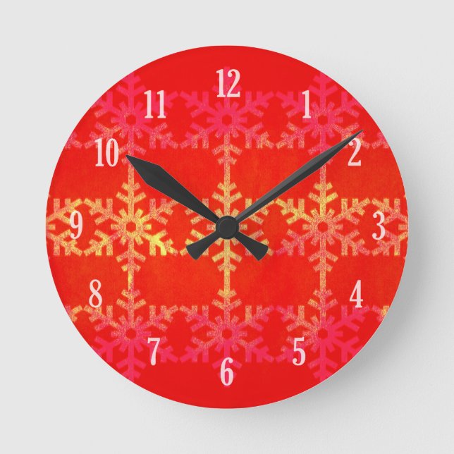 Relógio Redondo Christmas snowflake pattern (Frente)