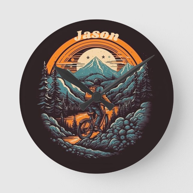 Relógio Redondo Ciclo de vida, retro personalizável (Frente)