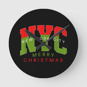 Relógio Redondo Cidade de Nova York Nova York Feliz Natal Presente