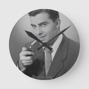 Relógio Redondo Cigarro da iluminação do homem