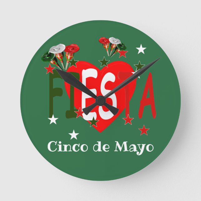 Relógio Redondo Cinco de mayo ,fiesta mexicano (Frente)