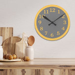 Relógio Redondo Cinzas Modernas Simples E Cozinha De Decor Amarelo<br><div class="desc">Um simples e moderno relógio amarelo e cinza da cozinha para combinar com a decoração da cozinha.</div>