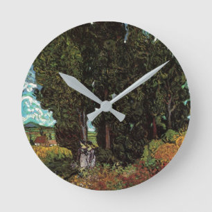 Relógio Redondo Ciprestes com figuras femininas de Vincent van Gog