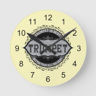 Relógio Redondo Círculo de Melhor Nota de Música de Trompete