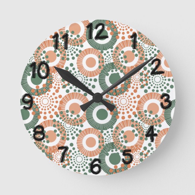 Relógio Redondo Círculos, Círculos em Todos os lugares (Frente)