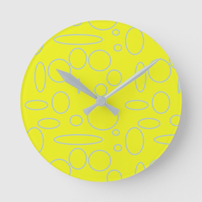 Relógio Redondo Círculos e laços amarelos (Frente)