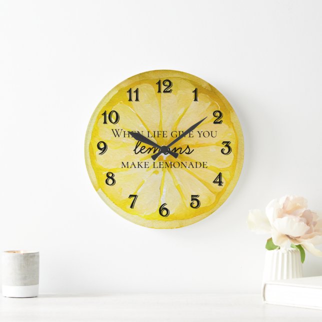 Relógio Redondo Citação de Lemon (Lar)