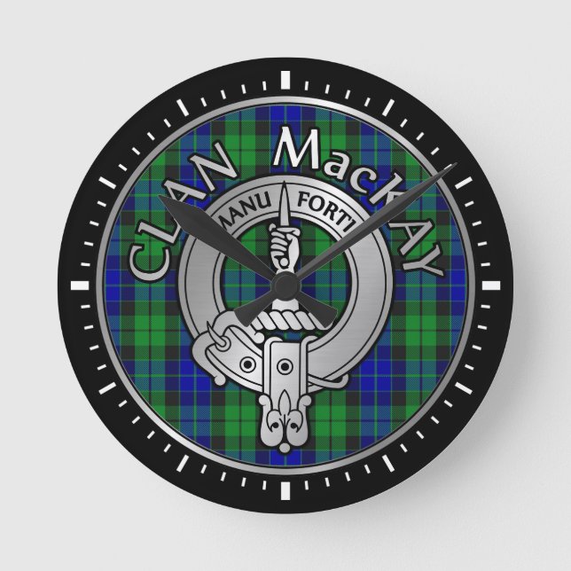 Relógio Redondo Clan MacKay Crest & Tartan (Frente)