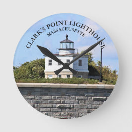Relógio Redondo Clarks Point Lighthouse Massachusetts Wall Clock