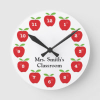 Classroom Clock with Apples
