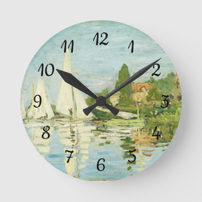 Relógio Redondo Claude Monet. Regattas em Argenteuil (Frente)
