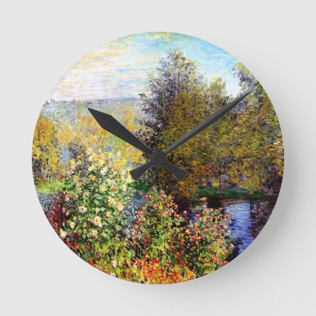 Relógio Redondo Claude Monet Um Canto do Jardim em Montgeron (Frente)