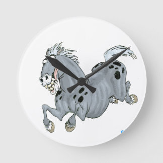 Relógio Redondo Clock de Cartoon Cavalo Louco
