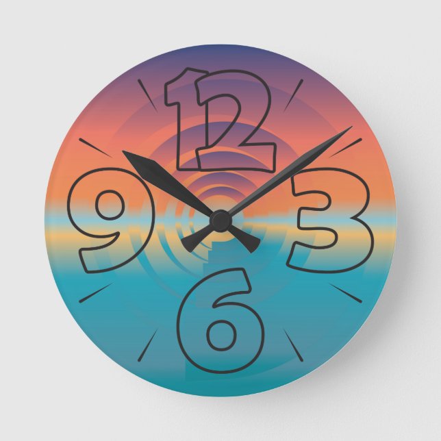 Relógio Redondo Clock dial 15 - numbers and dashes (Frente)