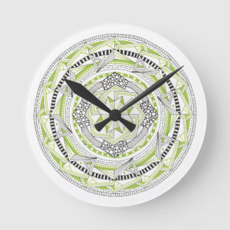 Relógio Redondo CLOCK with Original Mandala Inspired Design Green
