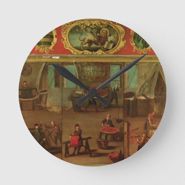 Relógio Redondo Cloth Dyers Demonstrating their Trade and Skills (Frente)