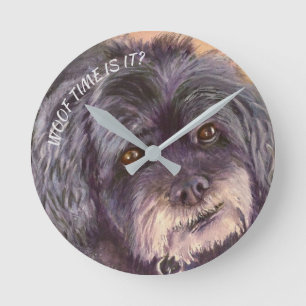 RELÓGIO REDONDO COCK-A-POO MIX PRETO CUTIE