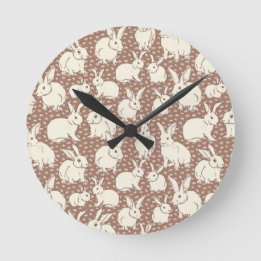 Relógio Redondo Coelhos fofinhos Bonanza - Mocha Mousse.