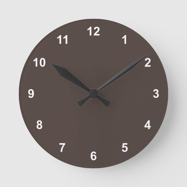 Relógio Redondo Coffee Coffee Brown Round Clock Com Números (Frente)