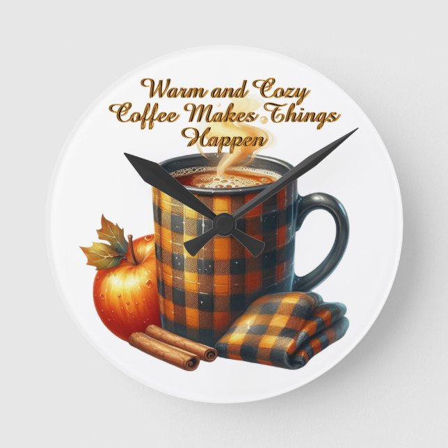 Relógio Redondo Coffee Makes Things Happen (Frente)