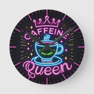 Relógio Redondo ☕ Coffeecore Coffee Memória Caffeine Queen