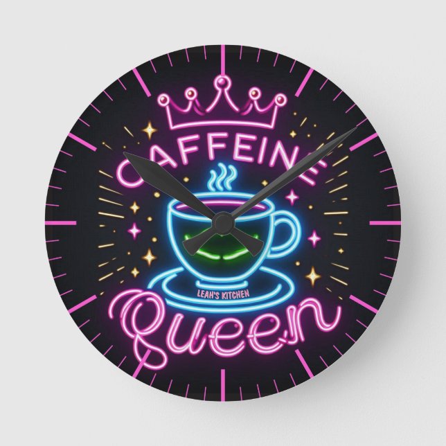 Relógio Redondo ☕ Coffeecore Coffee Memória Caffeine Queen (Frente)