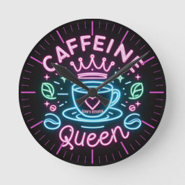 Relógio Redondo ☕ Coffeecore Coffee Memória Caffeine Queen