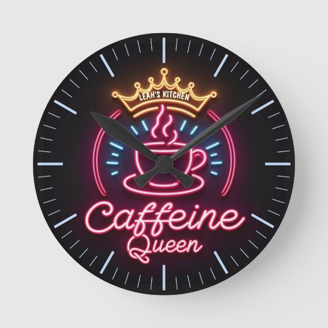 Relógio Redondo ☕ Coffeecore Coffee Memória Caffeine Queen (Frente)
