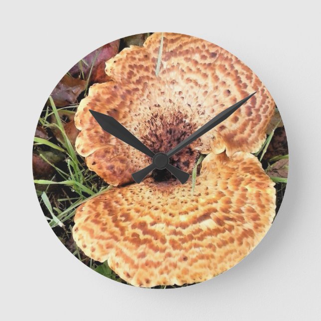 Relógio Redondo Cogumelo na Floresta (Frente)