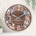 Relógio Redondo Colagem de Fotos Personalizada Família de Madeira<br><div class="desc">Crie facilmente o seu próprio relógio personalizado rústico em madeira planks estilo fazenda com fotos personalizadas,  nome de família e ano estabelecido. Para obter os melhores resultados,  recorte as imagens para o quadrado - com o ponto de foco no centro - antes de carregar.</div>