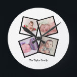 Relógio Redondo Colagem original de 4 fotos personalizada<br><div class="desc">Pulso de disparo de parede personalizado colagem do modelo de 4 fotos. adicione simplesmente seus próprios fotografias e texto a este pulso de disparo de Grande Muralha. fácil personalizar. pulso de disparo customizável do modelo da foto de Ricaso - presente-ideias perfeitas</div>